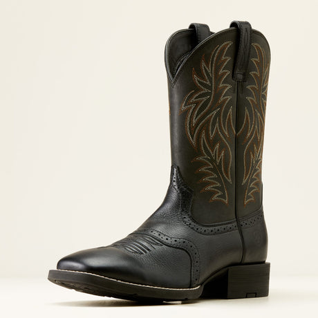 Bota vaquera Ariat Sport Western Wide Square Toe Black Deertan – vista 3/4 frontal