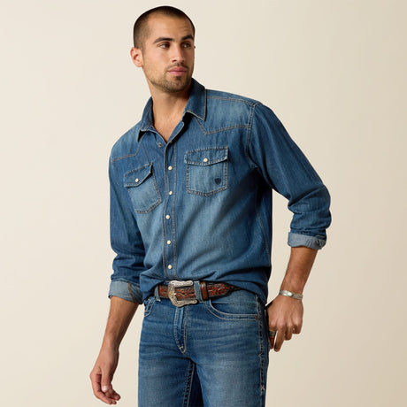 Camisa vaquera Ariat Denim Retro Stone para hombre – vista frontal