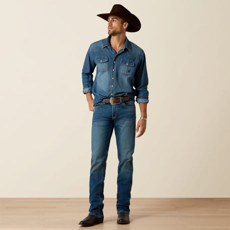 Camisa vaquera Ariat Denim Retro Stone para hombre – cuerpo completo