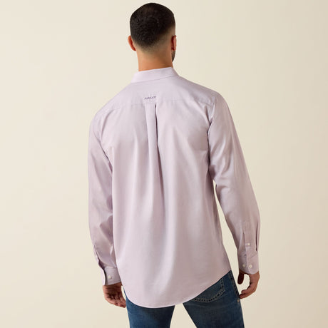 Camisa vaquera Ariat Wrinkle Free Pinpoint Oxford Purple Ash para hombre – vista de espalda