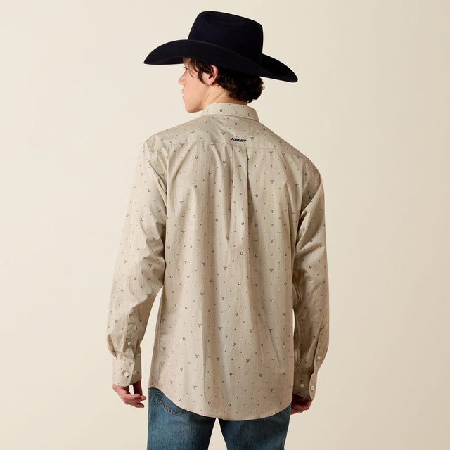 Camisa Ariat Wrinkle Free Sam Oyster Grey - espalda