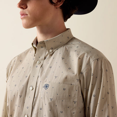 Camisa Ariat Wrinkle Free Sam Oyster Grey - detalle 1