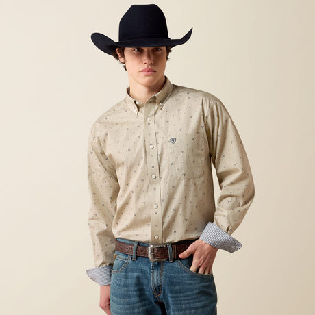Camisa Ariat Wrinkle Free Sam Oyster Grey - frente