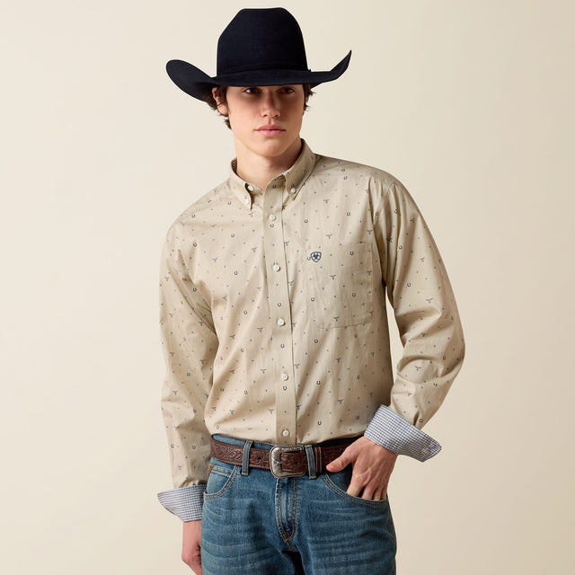 Camisa Ariat Wrinkle Free Sam Oyster Grey - frente