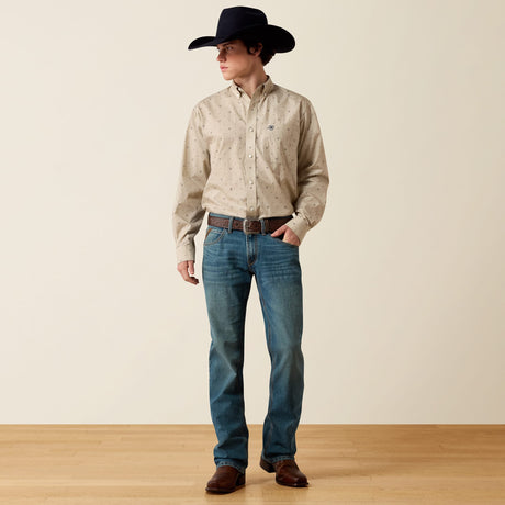 Camisa Ariat Wrinkle Free Sam Oyster Grey - cuerpo completo