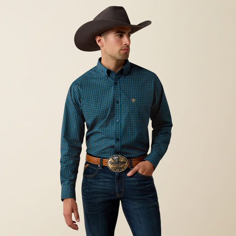 Camisa vaquera Ariat Lovato Majolica azul para hombre – vista frontal