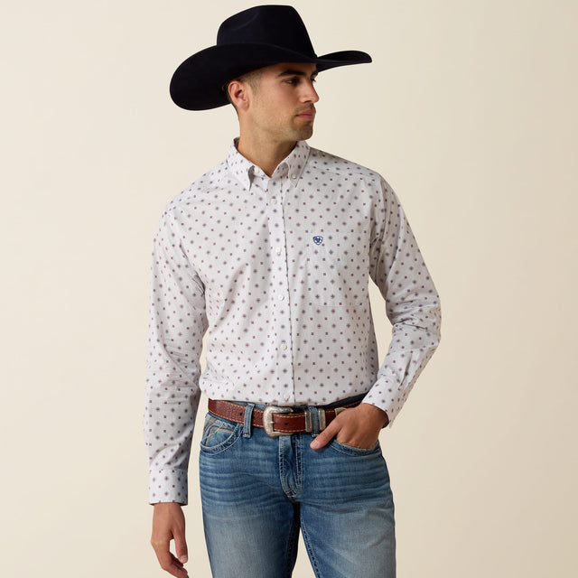 Camisa Ariat Nielsen White Medallion Print - frente