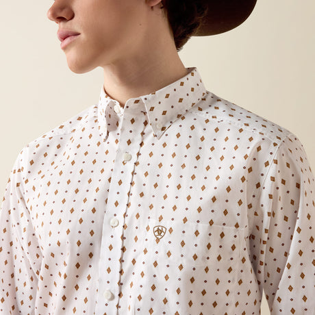 Camisa vaquera Ariat Pauly Fitted blanca para hombre – detalle