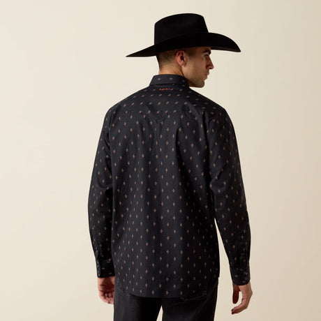 Camisa vaquera Ariat Piety Snap negra para hombre – vista de espalda