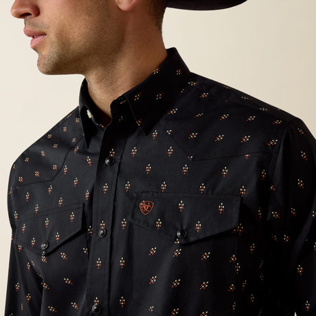 Camisa vaquera Ariat Piety Snap negra para hombre – detalle