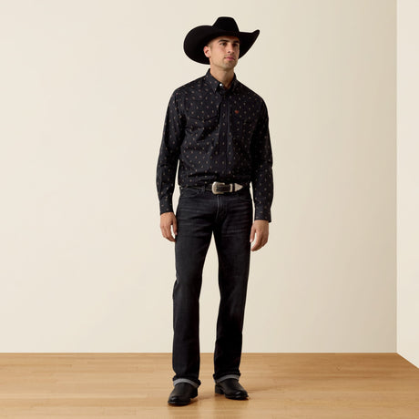 Camisa vaquera Ariat Piety Snap negra para hombre – cuerpo completo