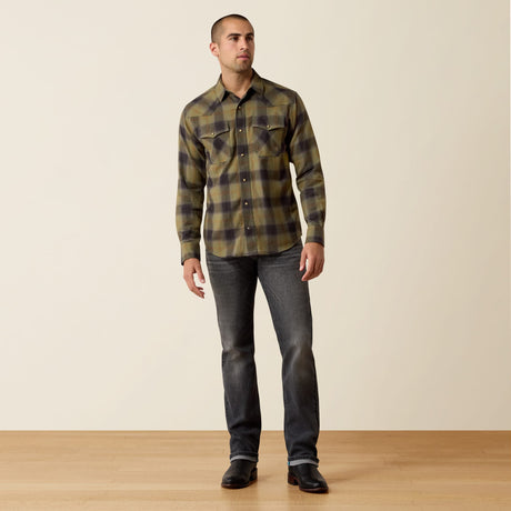 Camisa Ariat Retro Hahn Four Leaf Clover Plaid - cuerpo completo