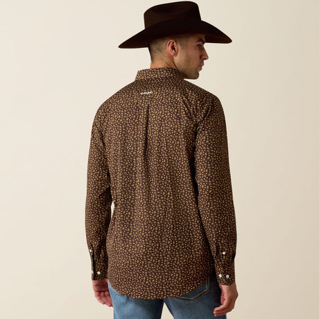 Camisa vaquera Ariat Raven Fitted paisley Coffee Bean para hombre – vista de espalda