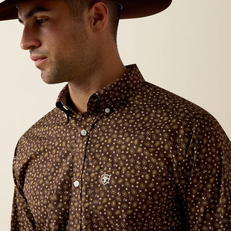 Camisa vaquera Ariat Raven Fitted paisley Coffee Bean para hombre – detalle 2