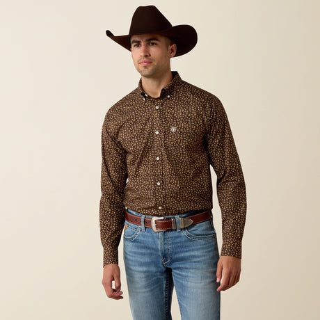 Camisa vaquera Ariat Raven Fitted paisley Coffee Bean para hombre – vista frontal