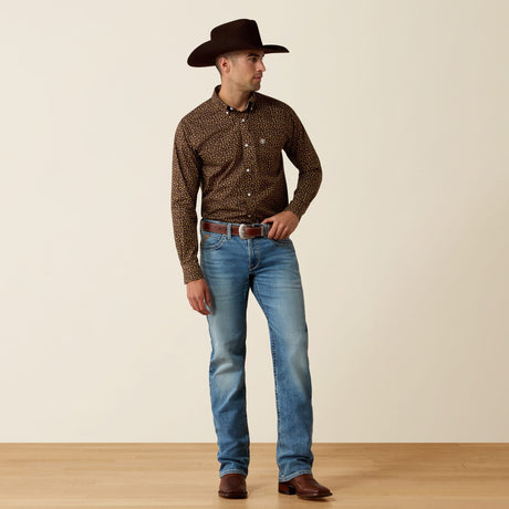 Camisa vaquera Ariat Raven Fitted paisley Coffee Bean para hombre – cuerpo completo