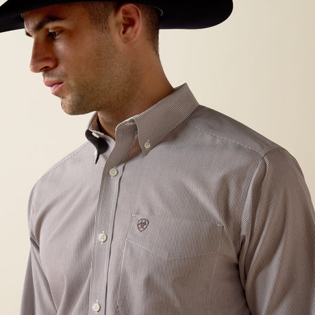 Camisa vaquera Ariat Randolph Fitted café para hombre – detalle 1