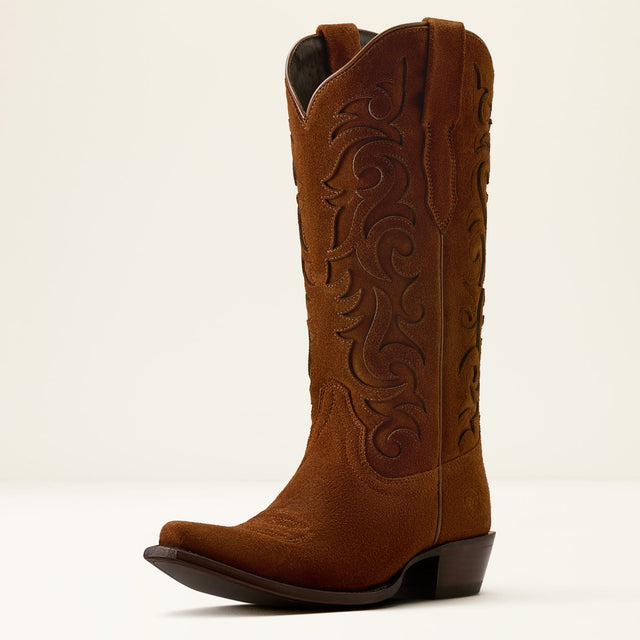 Bota Vaquera Ariat Vallie Gamuza Café - tres cuartos