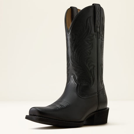 Bota Vaquera Ariat Round Up Negra - tres cuartos