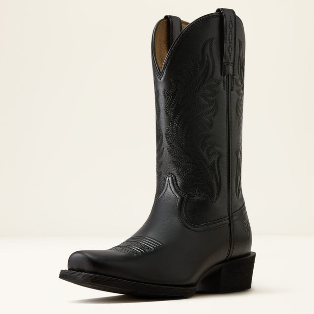 Bota Vaquera Ariat Round Up Negra - tres cuartos