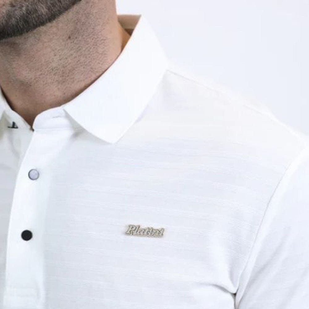 Camisa Platini Polo Modern Fit Stretch Blanca
