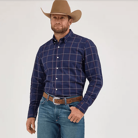 Camisa Wrangler Cody Johnson Cuadros Azul Marino