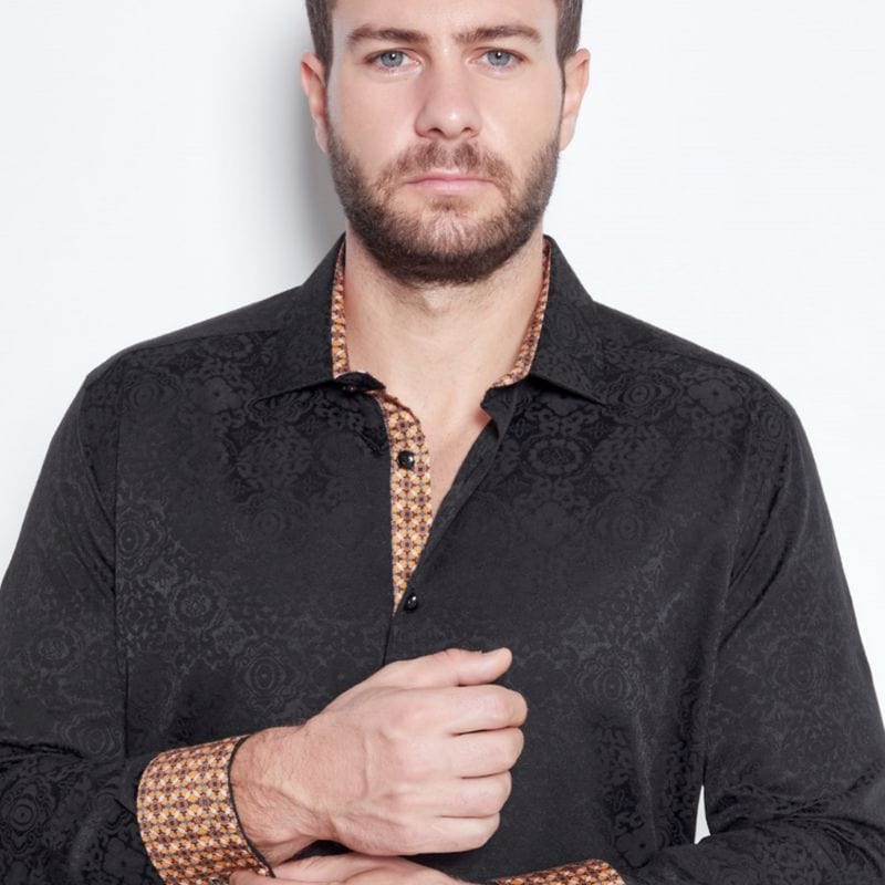 Camisa Vaquera Luxury Negra con Relieve