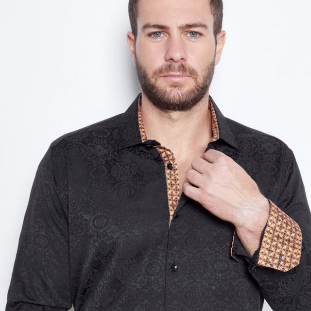 Camisa Vaquera Luxury Negra con Relieve