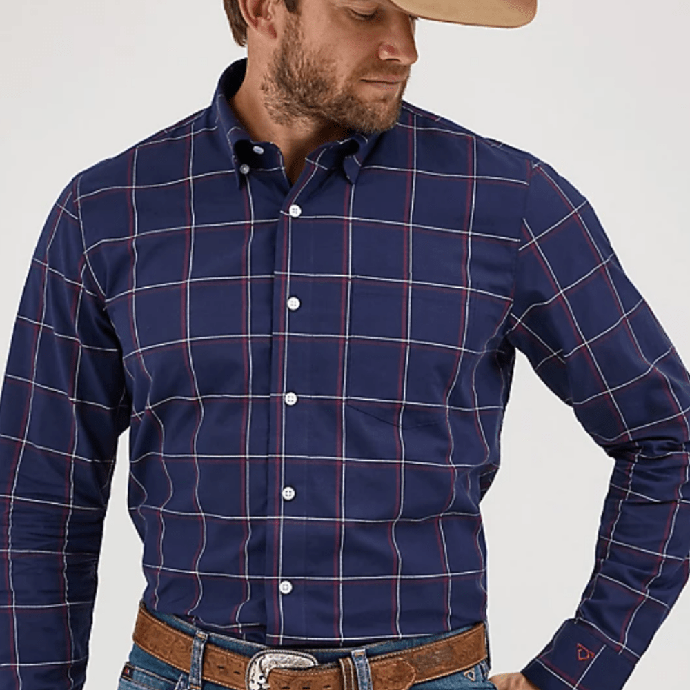 Camisa Wrangler Cody Johnson Cuadros Azul Marino