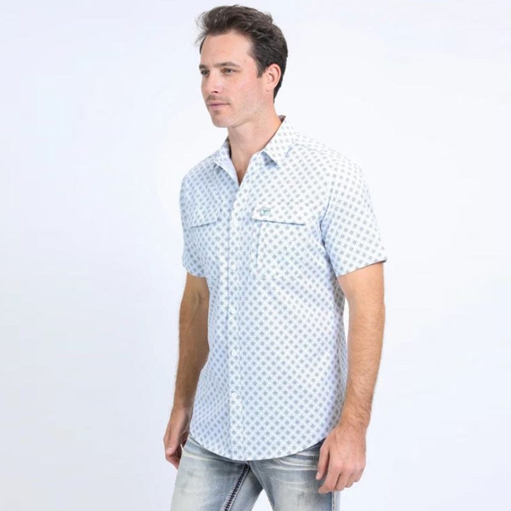 Camisa Platini Sleeve Aztec Rombos Blanca