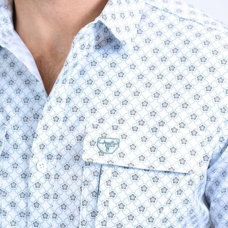 Camisa Platini Sleeve Aztec Rombos Blanca