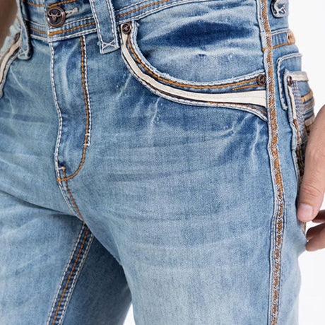 Pantalon Platini Light Blue Brown Slim Boot Cut