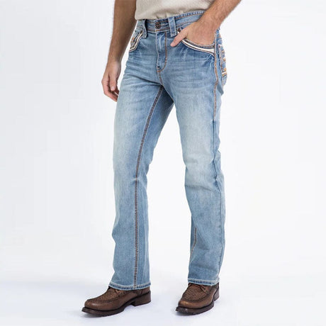 Pantalon Platini Light Blue Brown Slim Boot Cut