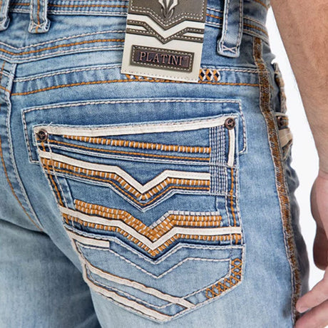 Pantalon Platini Light Blue Brown Slim Boot Cut