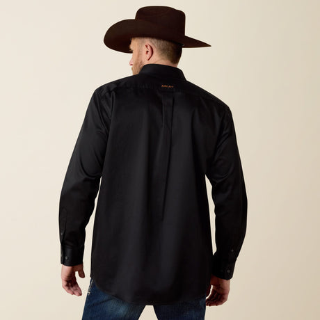 Camisa vaquera Ariat Solid Twill Classic negra para hombre – vista de espalda