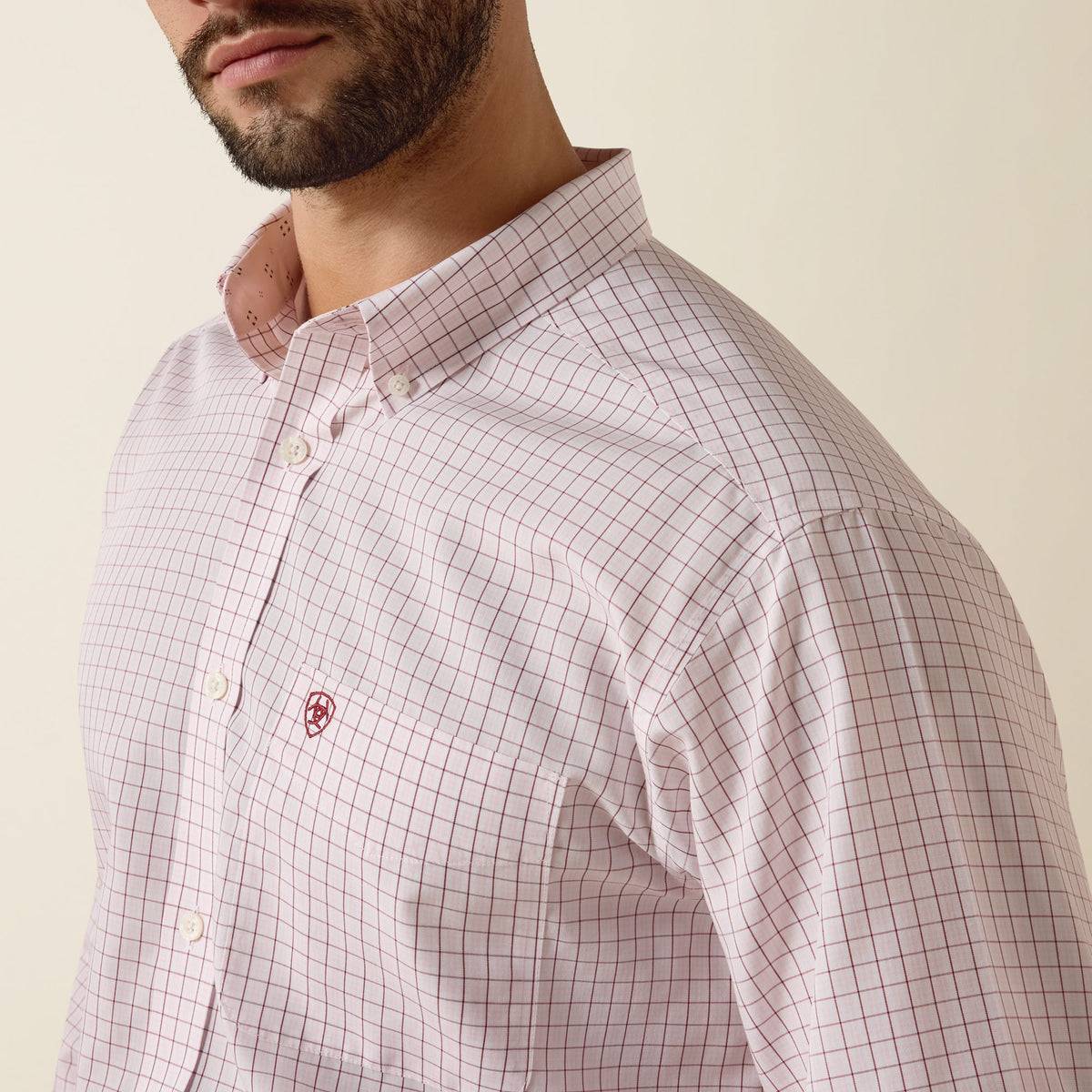 Camisa vaquera Ariat Wenzel rosa para hombre – detalle 1
