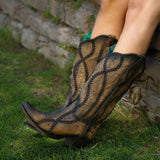 Bota Vaquera Corral Boots Cristals & Studs Brown