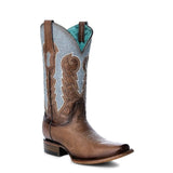 Bota Vaquera Bordadas Blanco Brillo Azul