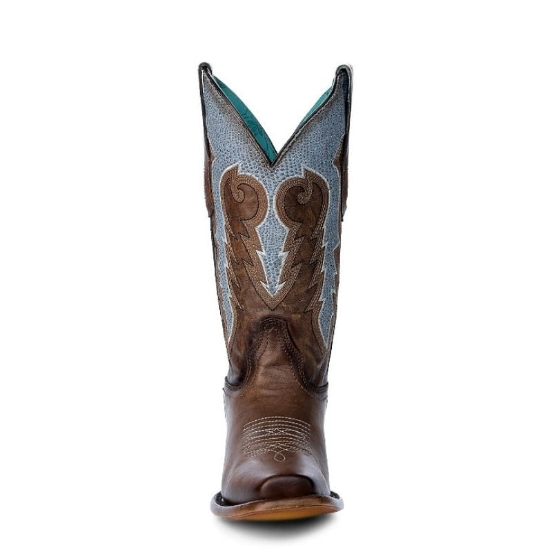 Bota Vaquera Bordadas Blanco Brillo Azul