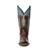 Bota Vaquera Bordadas Blanco Brillo Azul