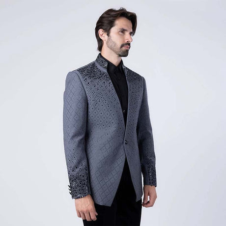 Trivon Rhinestone Grey Blazer