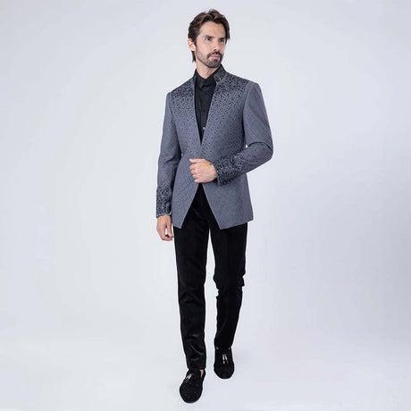 Trivon Rhinestone Grey Blazer