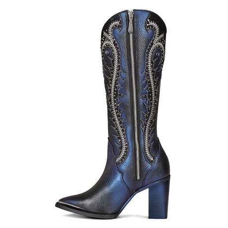 bota alta cuadra con cierre en el tubo