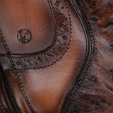 bota miel avestruz detalles costuras