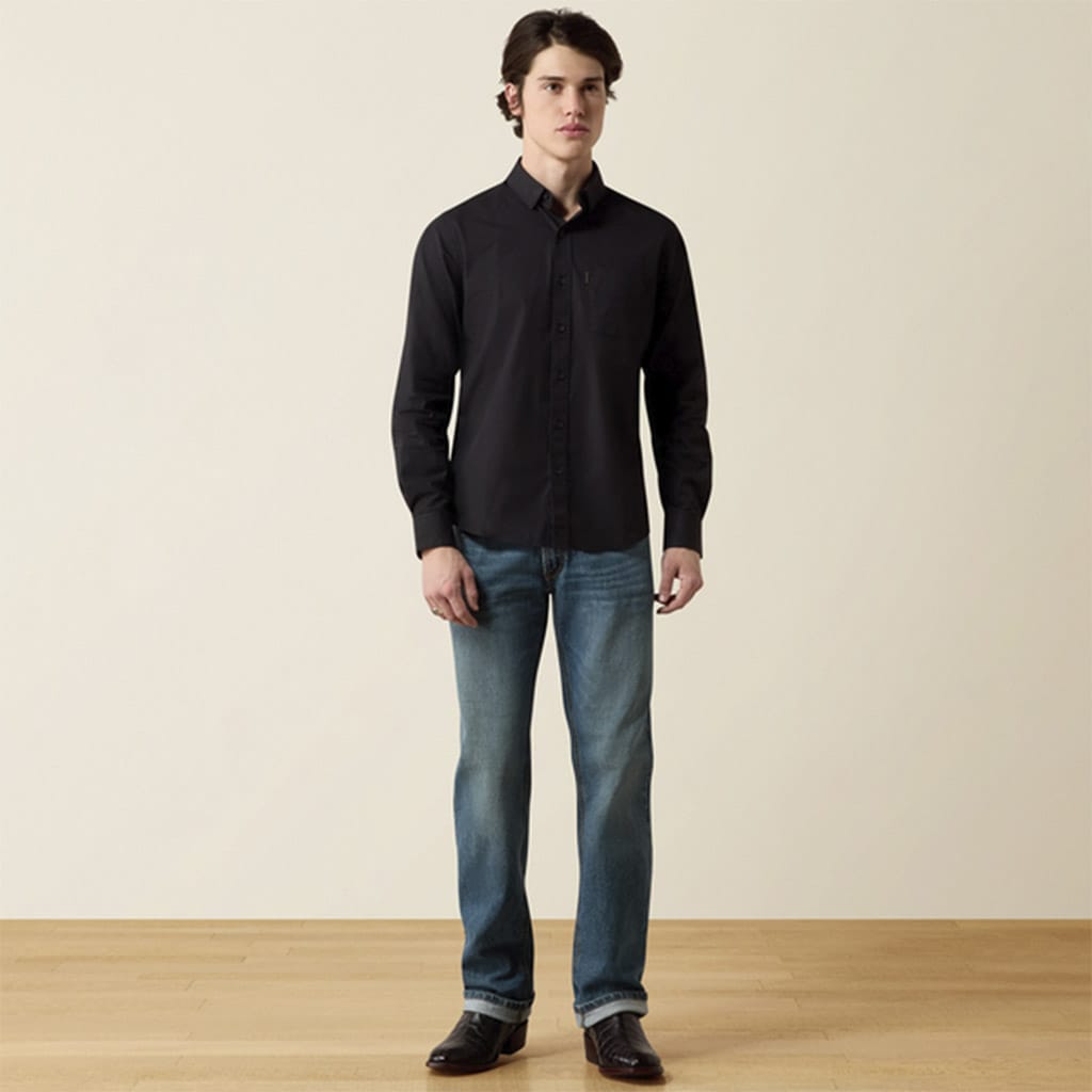 Camisa Ariat Malcom Modern Slim Black Stripe