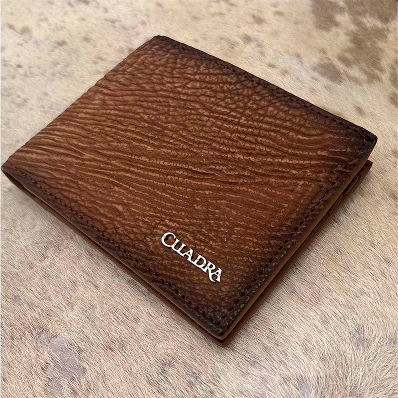 Cartera Cuadra Piel De Tiburon Billetera Piel Genuina De Tiburón