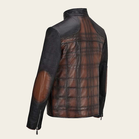 chamarra cuadra cafe con negro