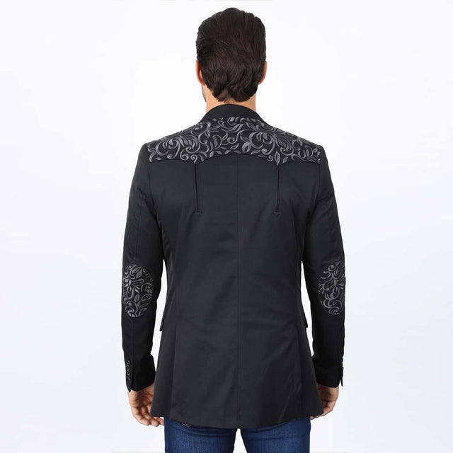 Platini Embroidery Fashion Western Blazer – Black